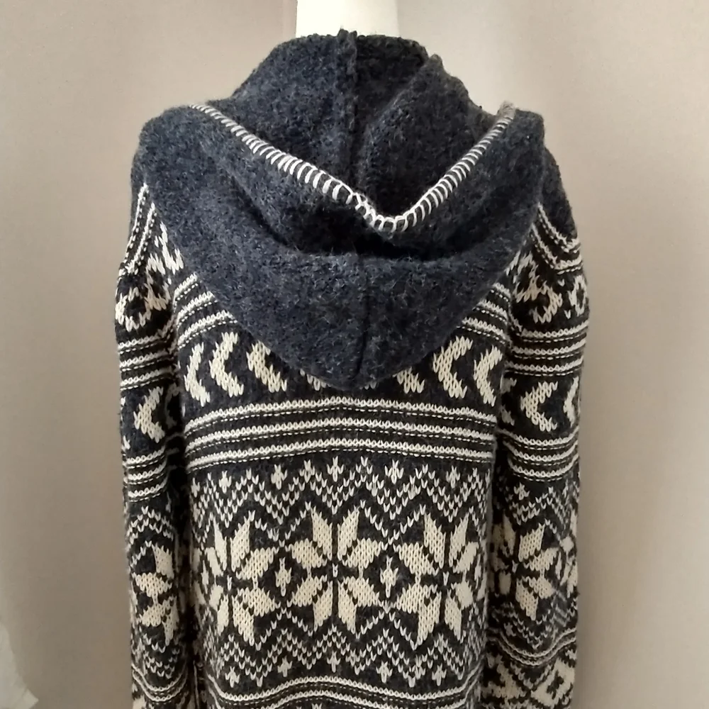 Sundance Talisman long hooded fairisle cardigan sweater M - Picture 6 of 9